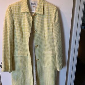 Talbots Lemon Yellow Patterned Trench Coat